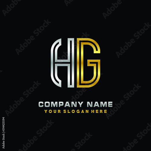initial letter HG logo Abstract vector minimalist. letter logo gold and silver color
