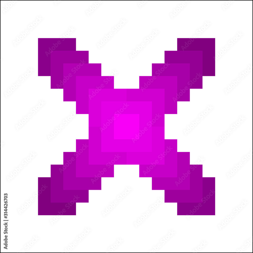 Fototapeta premium Purple x symbol on white background. Geometric cross sign vector.