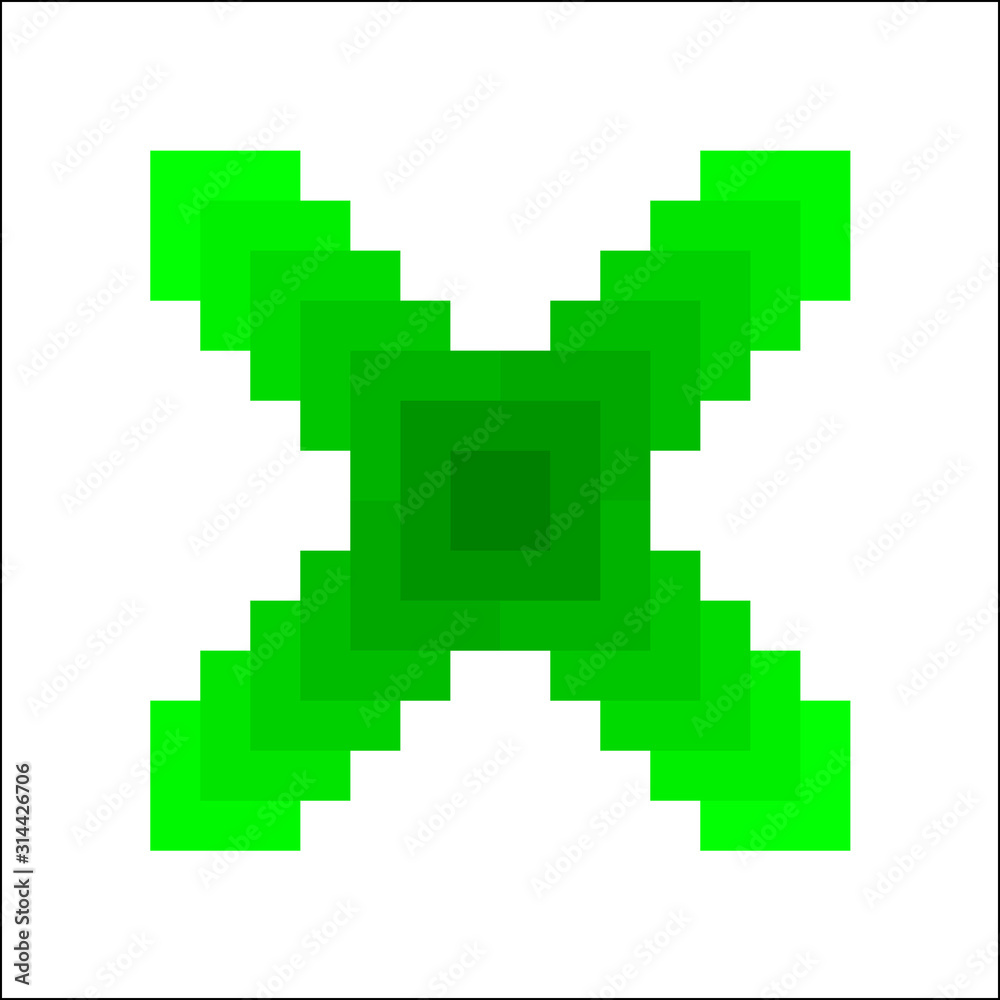 Green x symbol on white background. Geometric cross sign vector. Green x symbol on white background. Geometric cross sign vector.