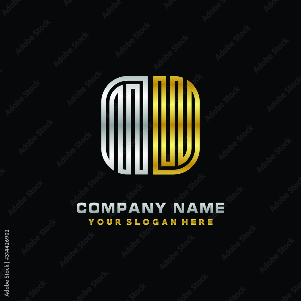 initial letter MW logo Abstract vector minimalist. letter logo gold and silver color initial letter MW logo Abstract vector minimalist. letter logo gold and silver color