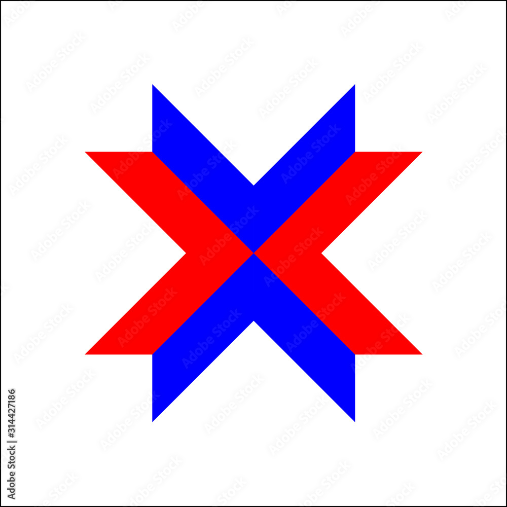 Red and blue x mark symbol or cross sign on white background vector. Red and blue x mark symbol or cross sign on white background vector.