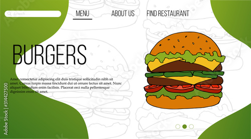 Fast food web site template. landing page design for website and mobile site.