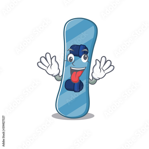 Snowboard Cartoon character style with a crazy face