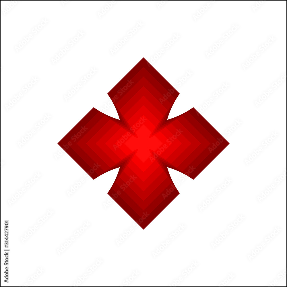 Red 3d cross symbol or plus sign on white background vector. Red 3d cross symbol or plus sign on white background vector.