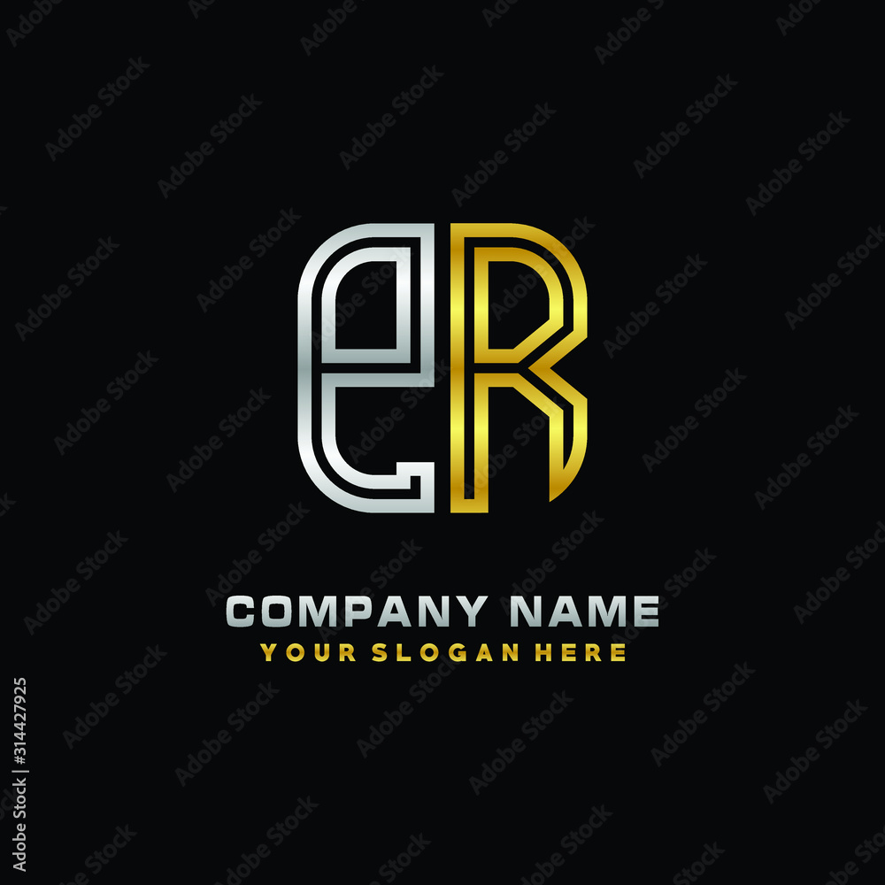 initial letter PR logo Abstract vector minimalist. letter logo gold and silver color initial letter PR logo Abstract vector minimalist. letter logo gold and silver color
