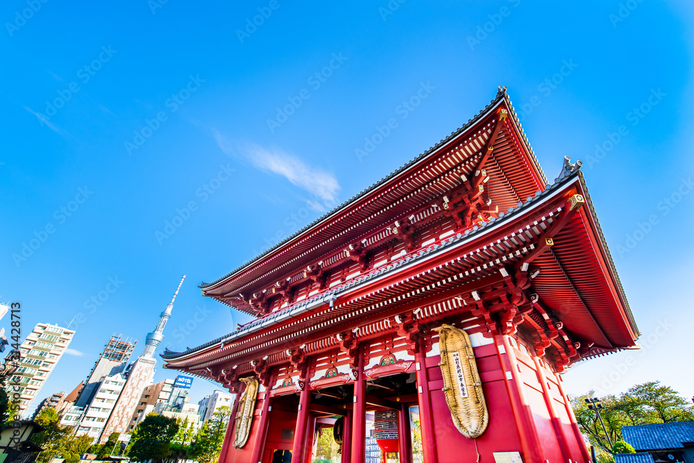 東京浅草寺の宝蔵門と東京スカイツリー Stock Photo Adobe Stock
