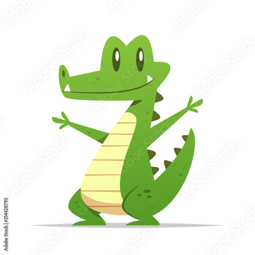 Cartoon crocodile vector isolated illustration
