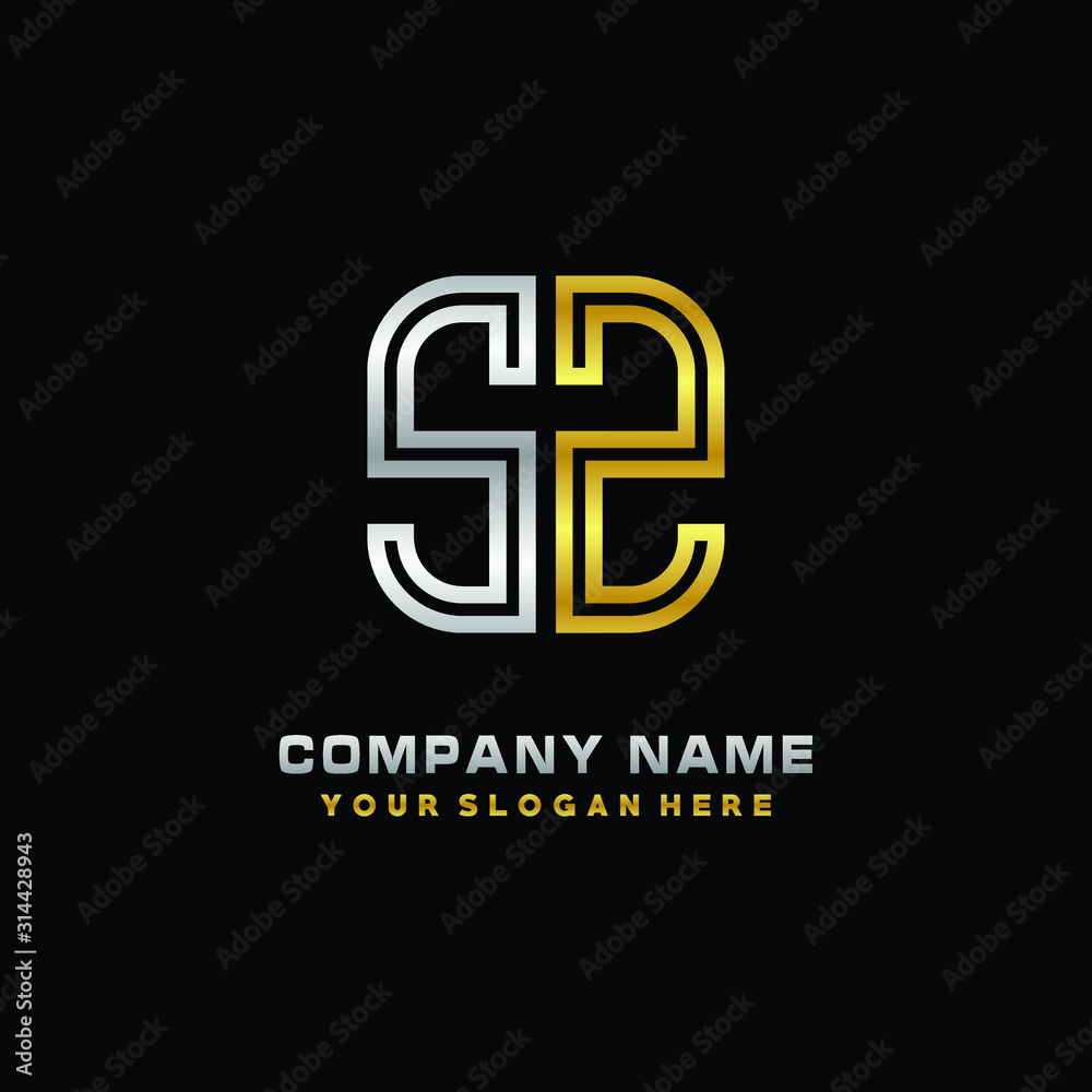 initial letter SZ logo Abstract vector minimalist. letter logo gold and silver color initial letter SZ logo Abstract vector minimalist. letter logo gold and silver color