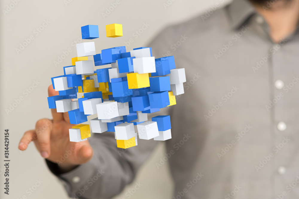 cloud connected to many objects on a virtual screen. cloud connected to many objects on a virtual screen.