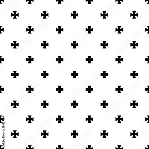 Black cross sign or plus symbol repeat pattern on white background vector. Cross logo background. © Thaimage