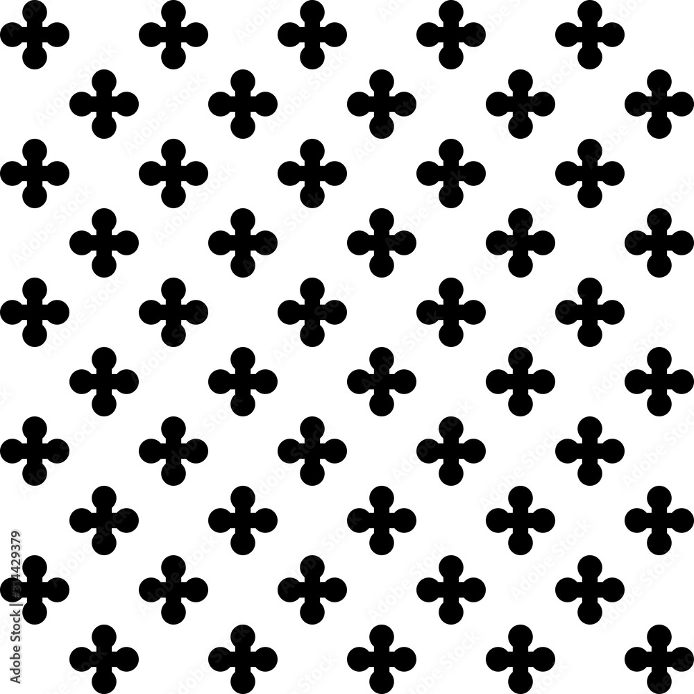 Fototapeta premium Black cross sign or plus symbol repeat pattern on white background vector. Cross logo background.