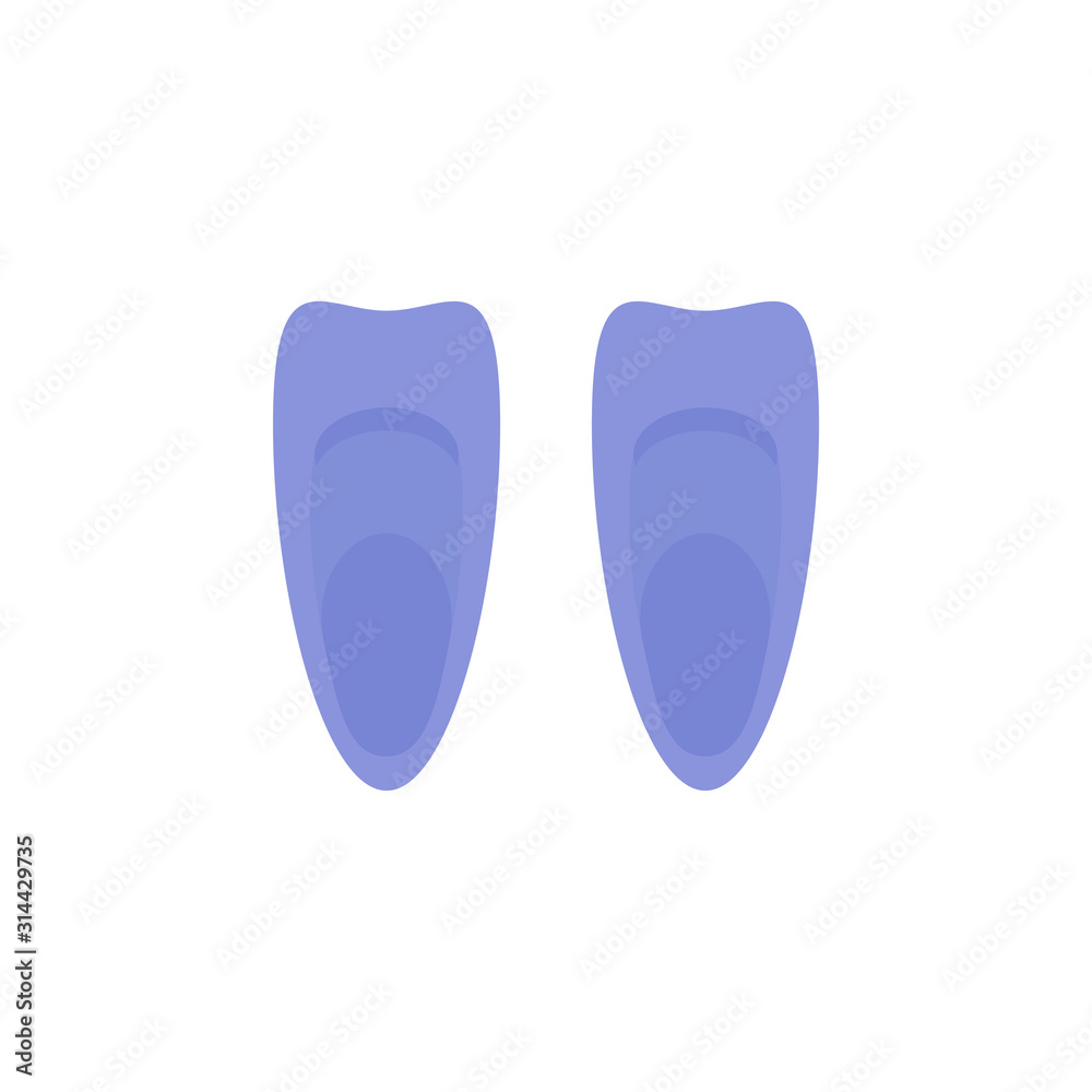 Blue flippers. Vector. Flat cartoon style. Isolated on white background Blue flippers. Vector. Flat cartoon style. Isolated on white background