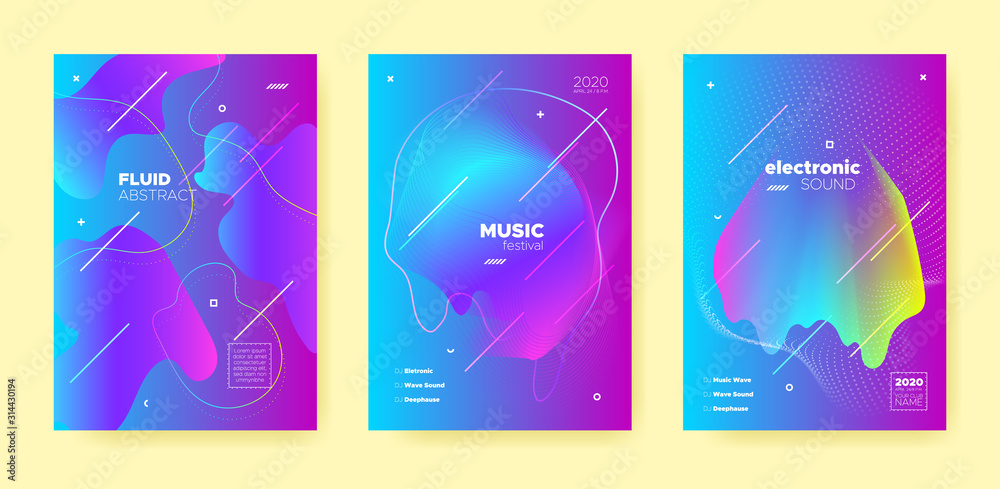 Blue Dance Music Poster. Abstract Gradient Blend. 