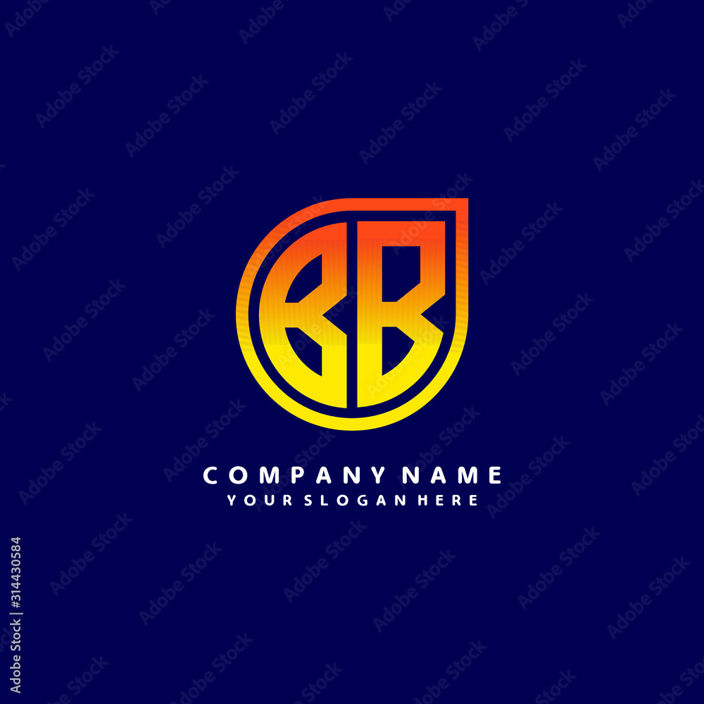 letter BB orange abstract logo, with a blue background letter BB orange abstract logo, with a blue background