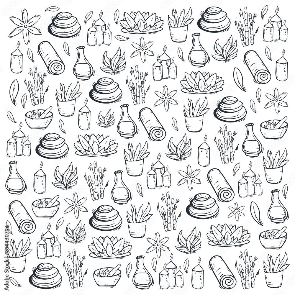 Spa background with hand draw doodle elements. Spa background with hand draw doodle elements.