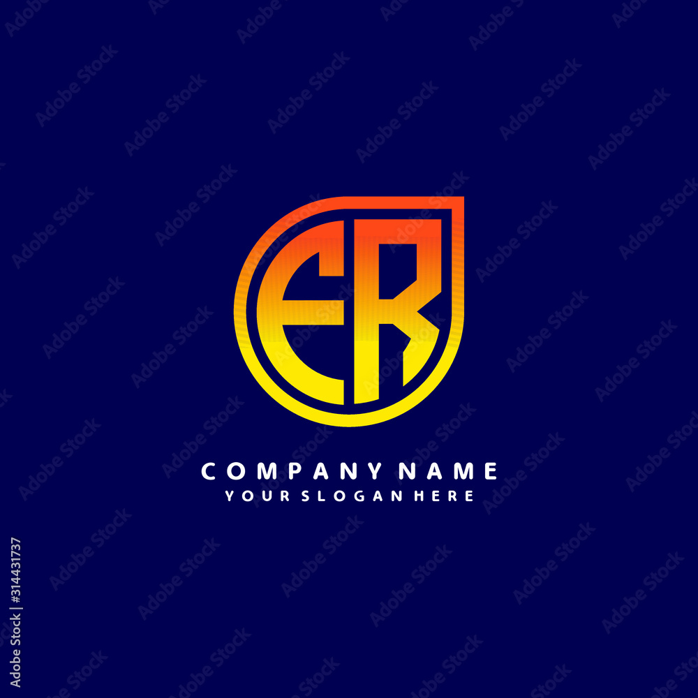 letter FB orange abstract logo, with a blue background