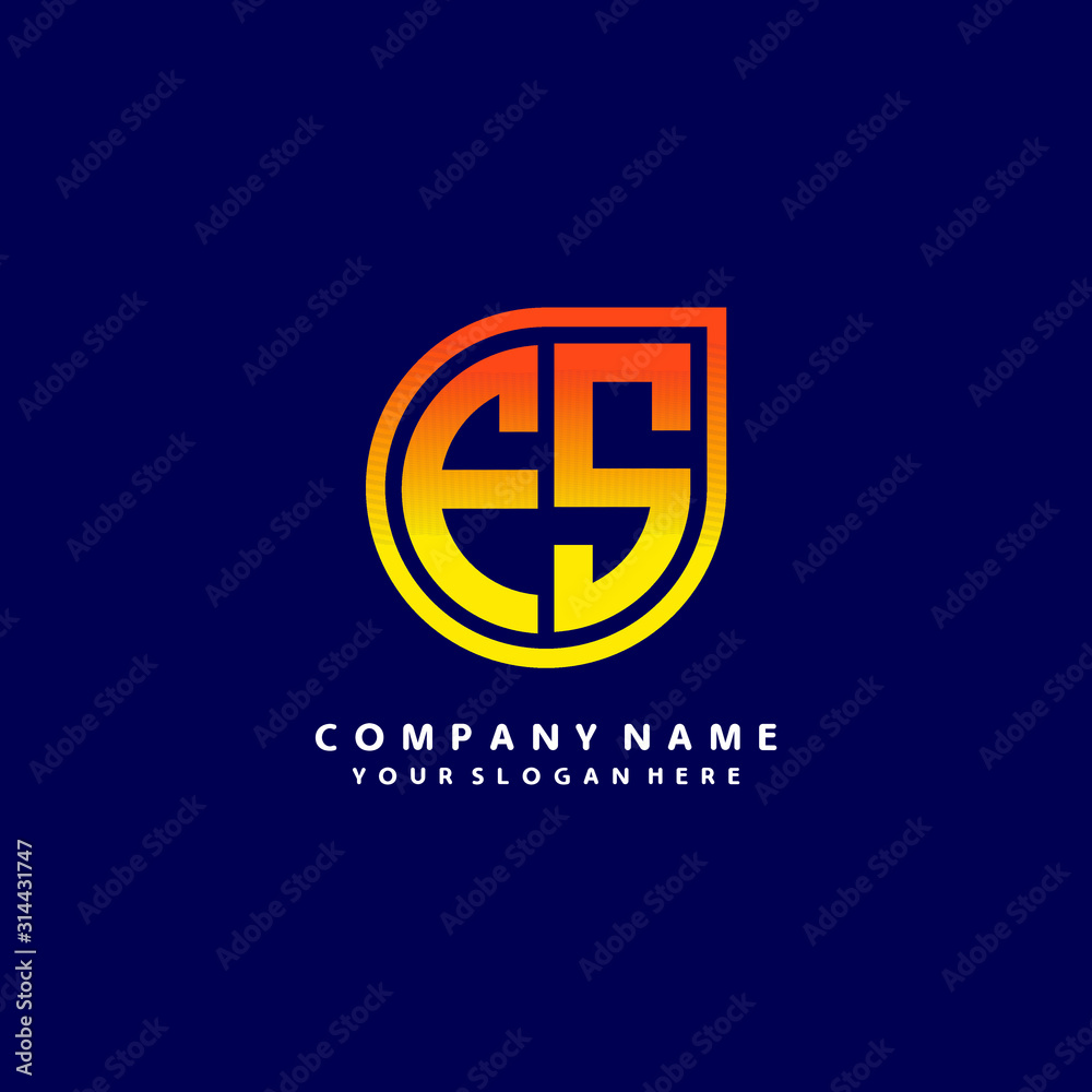 letter FZ orange abstract logo, with a blue background