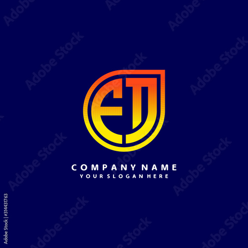Free Download letter FT orange abstract logo, with a blue background - GFXLoad