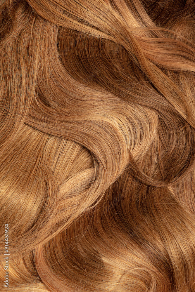 Naklejka premium Brown hair clouse up flat lying