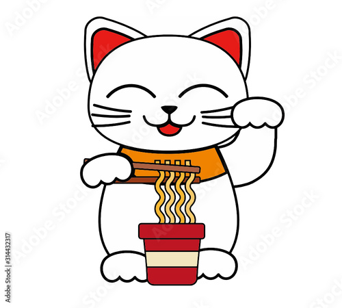 Lucky Cat with Ramen