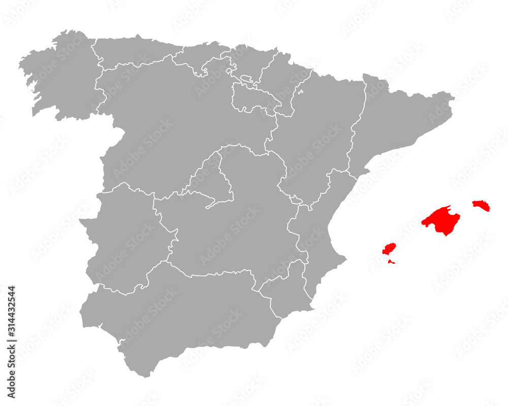Karte von Balearen in Spanien