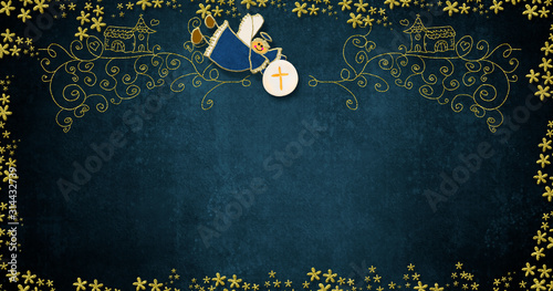 First holy communion invite, blank panoramic card.