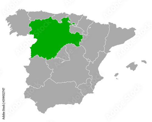 Karte von Kastilien und Leon in Spanien