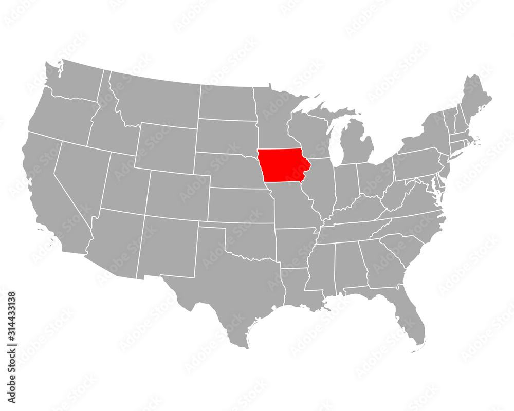 Karte von Iowa in USA