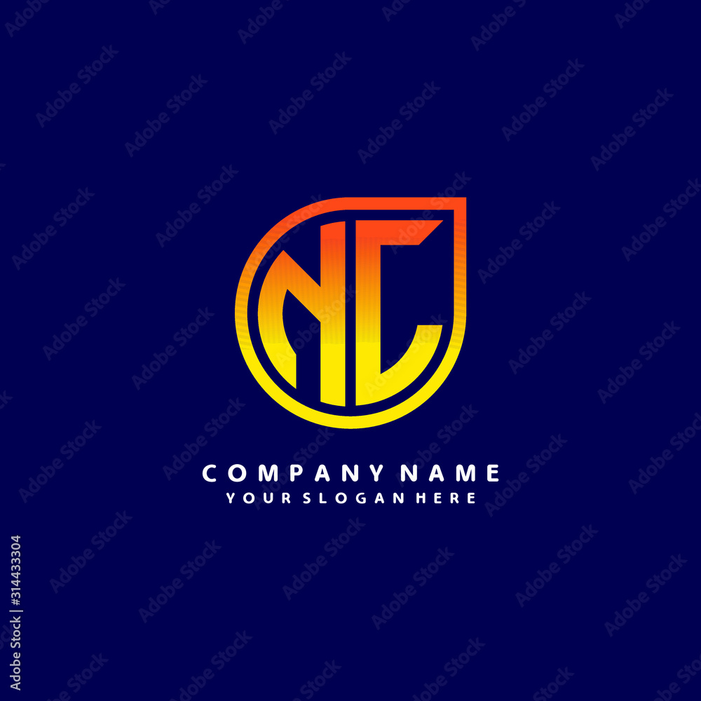 letter NL orange abstract logo, with a blue background letter NL orange abstract logo, with a blue background