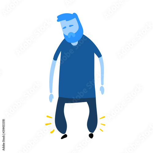 Man with swollen feet icon. Colorful flat vector illustration. Isolated on white background.