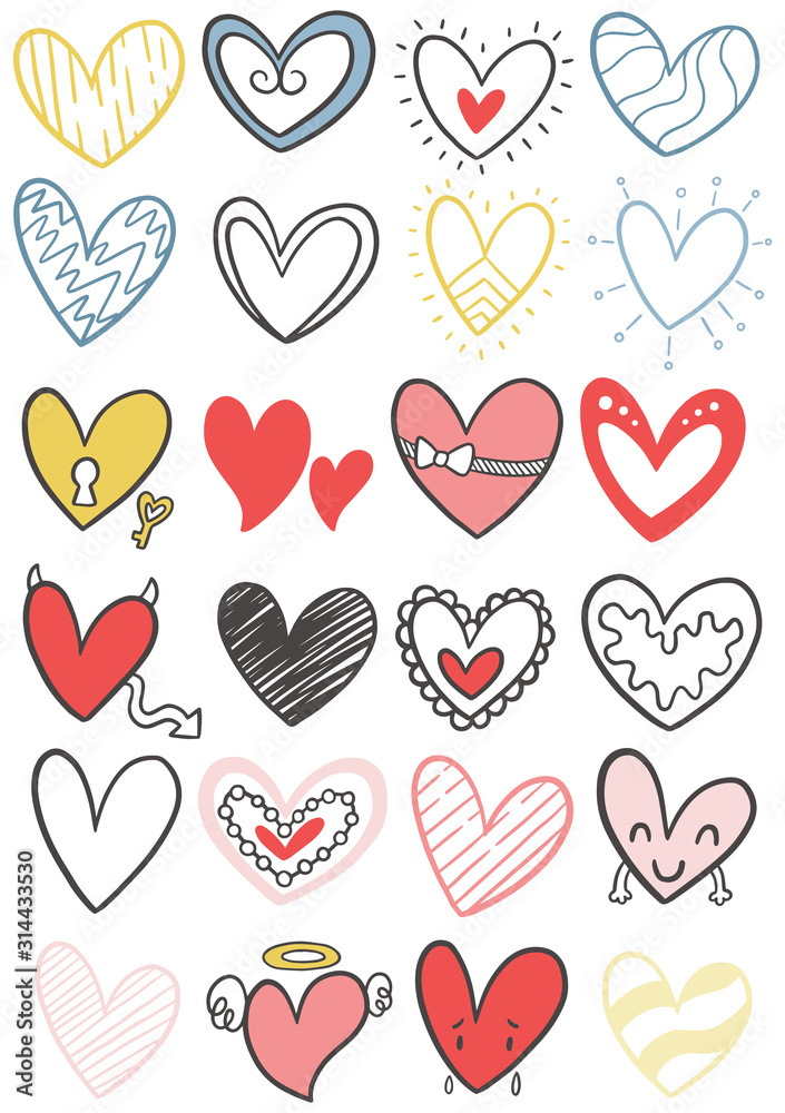 0035 hand drawn scribble hearts