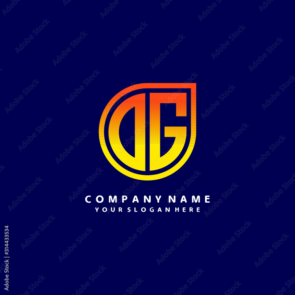 letter OG orange abstract logo, with a blue background letter OG orange abstract logo, with a blue background