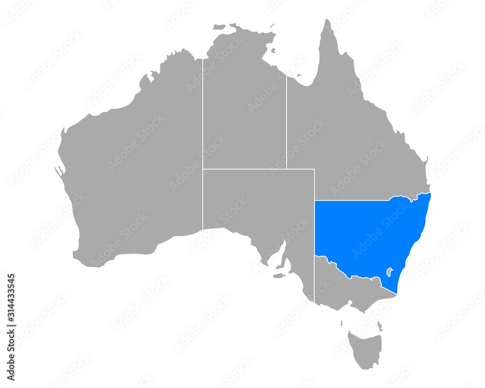 Fototapeta premium Karte von New South Wales in Australien