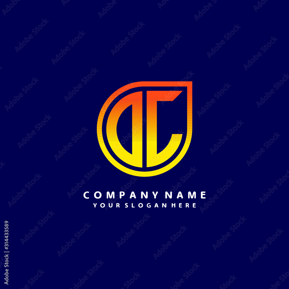 letter OL orange abstract logo, with a blue background