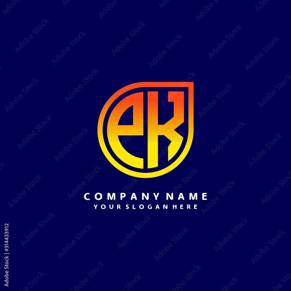 letter PK orange abstract logo, with a blue background letter PK orange abstract logo, with a blue background