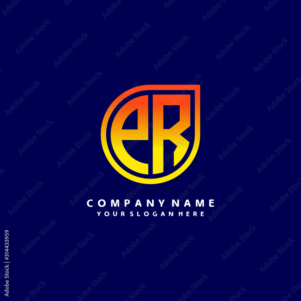 letter PR orange abstract logo, with a blue background letter PR orange abstract logo, with a blue background