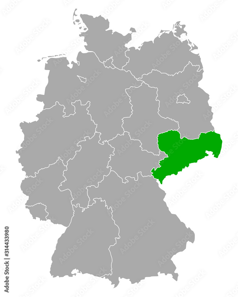 Karte von Sachsen in Deutschland