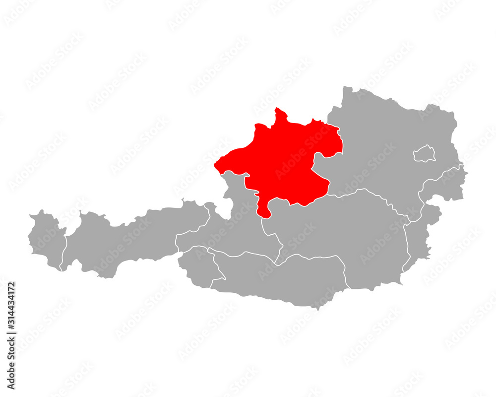 Karte von Oberösterreich in österreich Stock Vector | Adobe Stock