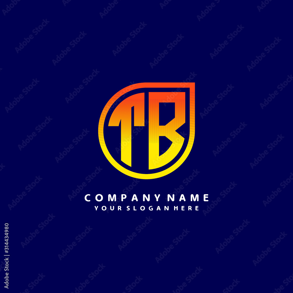 letter TB orange abstract logo, with a blue background letter TB orange abstract logo, with a blue background