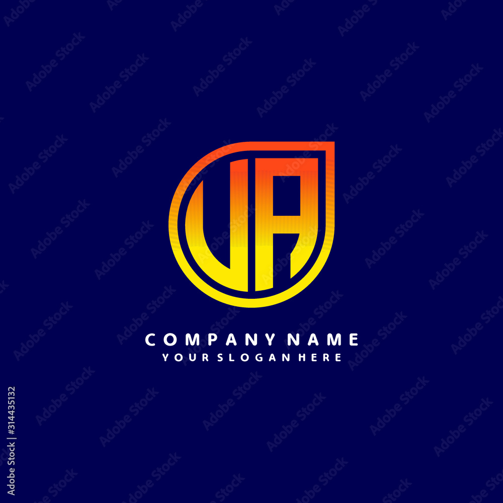 letter UA orange abstract logo, with a blue background letter UA orange abstract logo, with a blue background
