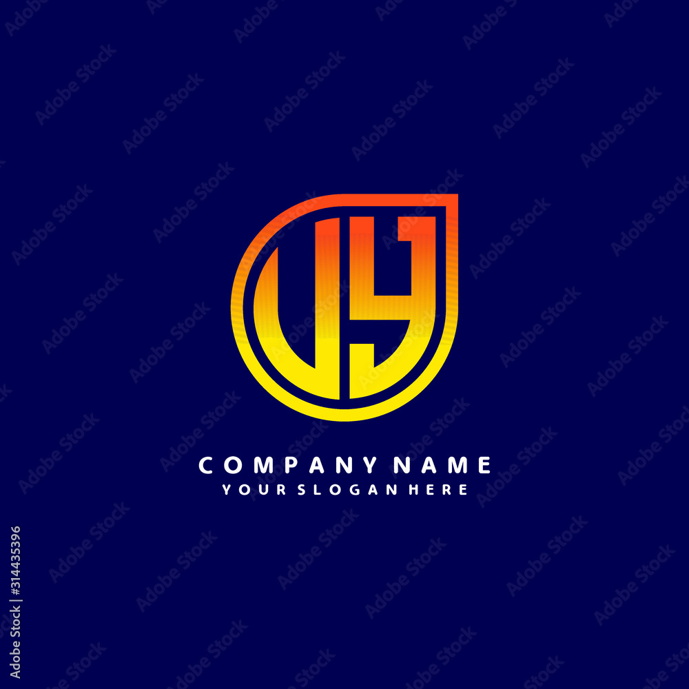 letter UY orange abstract logo, with a blue background letter UY orange abstract logo, with a blue background