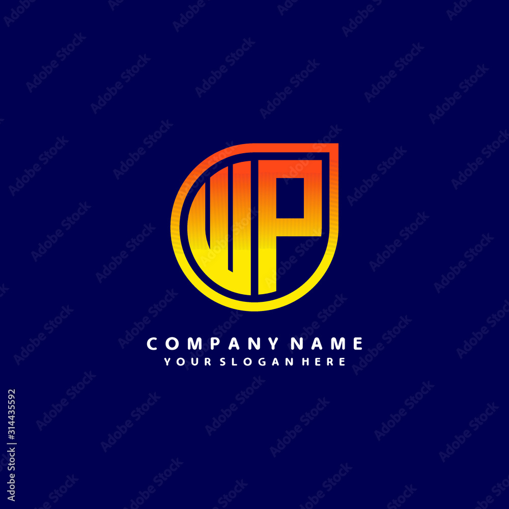 letter WP orange abstract logo, with a blue background letter WP orange abstract logo, with a blue background