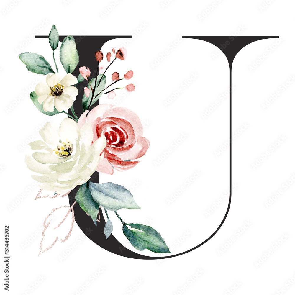 Free Photo  Flower letter u floral monogram