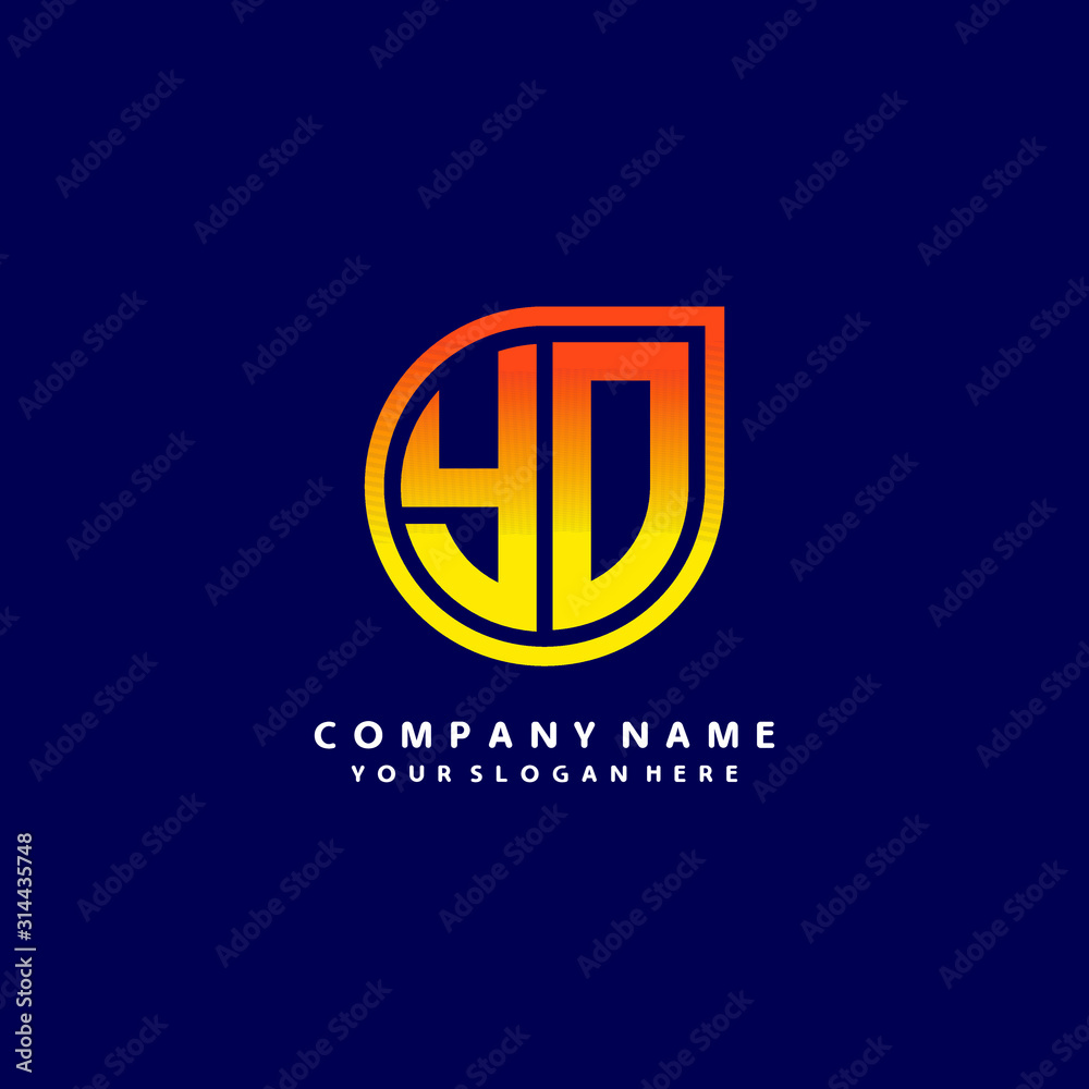 letter YO orange abstract logo, with a blue background letter YO orange abstract logo, with a blue background