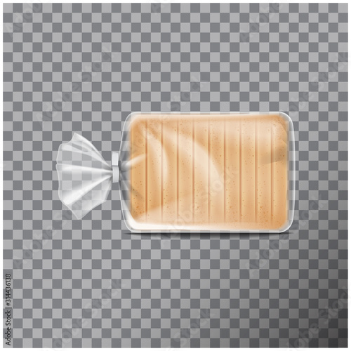 Transparent plastic packaging for bread. Pack for sweets, cookies. Vector mock up illustration