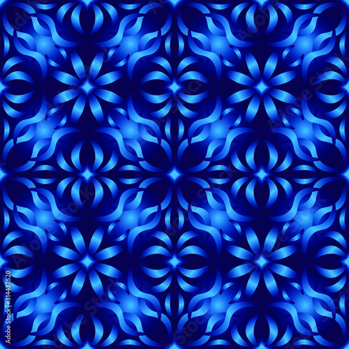 Seamless endless repeating ornament of blue shades 