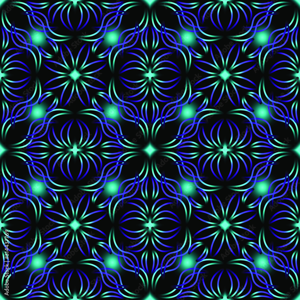 Seamless endless repeating ornament of blue shades	