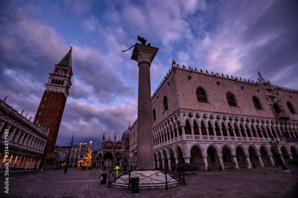 Piazza San Marco in Venice. Venice is famous for its settings, archtecture and artwork. A part of Venice is resignated as a World Heritage site.