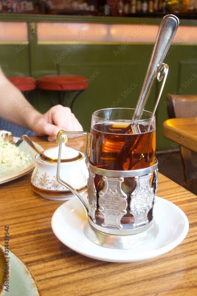 A glass of hot Russian tea A glass of hot Russian tea