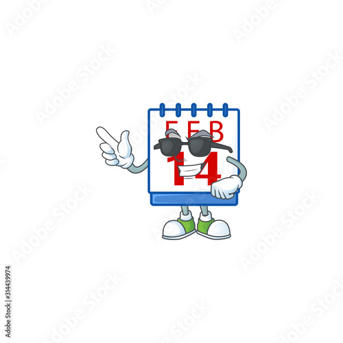 Super cool 14th valentine calendar character wearing black glasses